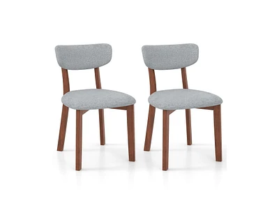 Slickblue Dining Chairs Set of 2 Upholstered Mid-Back Chairs with Solid Rubber Wood Frame