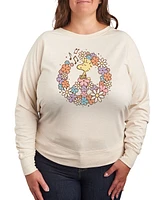 Hybrid Apparel Woodstock Floral Peace Sign Plus Graphic Pullover