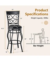 Set of 2 30 Inch Bar Stool with Backrest and Footrest