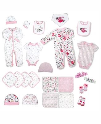 Tendertyme 24 Piece Baby Girls Elephants and Woodland Foxes Infant Apparel Layette Gift Set