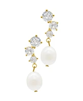 Adornia Gold Deco Crystal and Freshwater Cultivated Pearl Drop Earrings