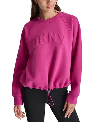 Dkny Sport Women's Varsity Puffed Logo Drawcord Sweatshirt