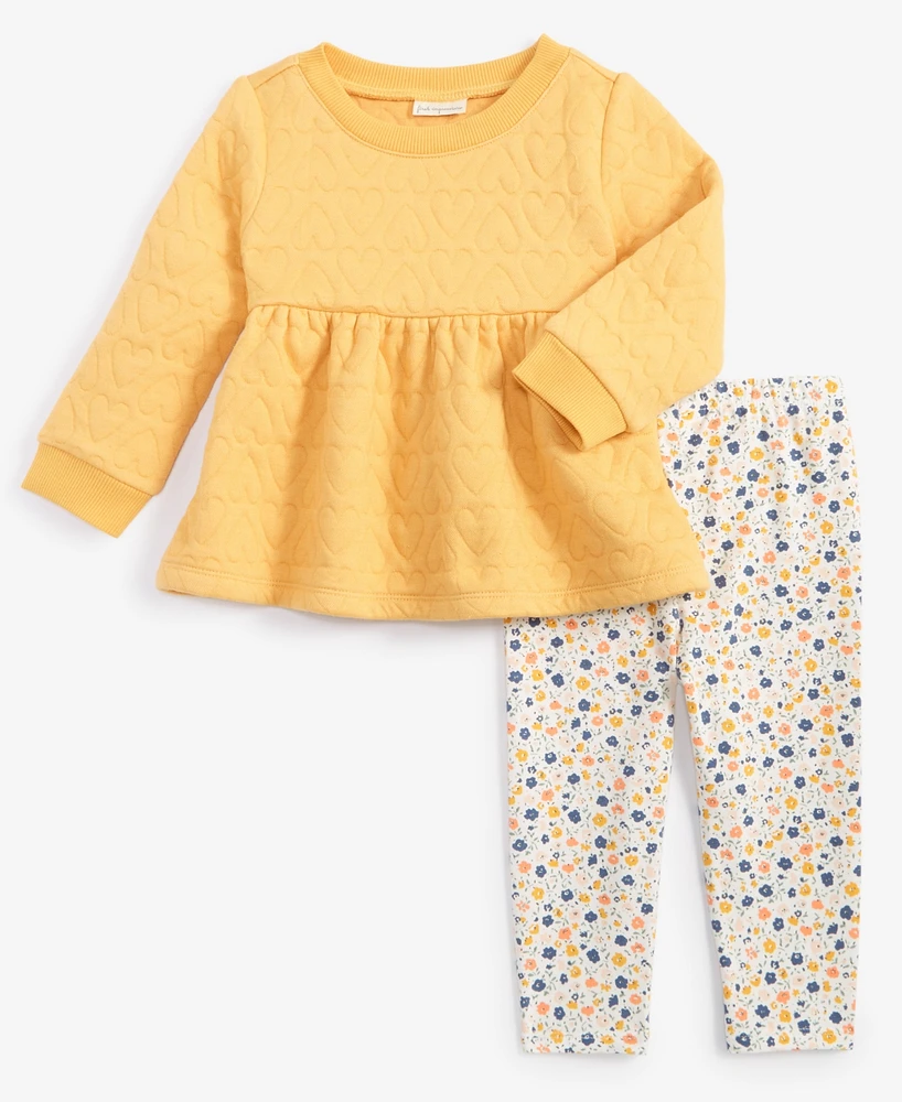 First Impressions Baby Girls Quilted Tunic & Floral-Print Leggings, 2 Piece Set, Created for Macy's