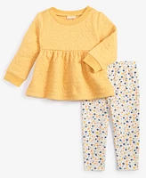 First Impressions Baby Girls Quilted Tunic & Floral-Print Leggings, 2 Piece Set, Created for Macy's