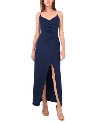 Msk Women's Embellished-Strap V-Neck Slit Gown