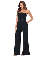 Betsy & Adam Women's Floral-Embellished Strapless Jumpsuit