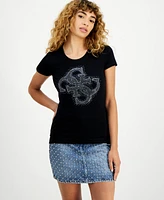 Guess Women's Round-Neck Logo Short-Sleeve T-Shirt