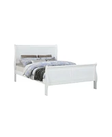 Streamdale Furniture Louis Philippe White Full Size Panel Sleigh Bed Solid Wood Wooden Bedroom Furniture