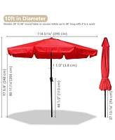 10Ft 8 Rib Outdoor Patio Umbrella Market Valance Crank Tilt Garden Backyard