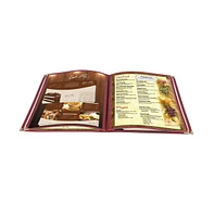 20pcs Restaurant Menu Cover Foldable 8.5X11 Burgundy Trim 4 Page 8 View Cafe