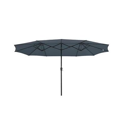 14' Double-sided Patio Umbrella Sun Shade Fade Resistant Crank Outdoor Garden Market Grey