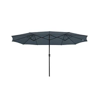 Yescom 14' Double-sided Patio Umbrella Sun Shade Fade Resistant Crank Outdoor Garden Market Grey