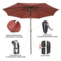 9ft Solar Powered Led Patio Umbrella Outdoor Parasol Sunshade Tilt with Crank