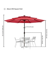 Yescom 3 Tier Patio Umbrella with Solar Led Crank Tilt Button Outdoor Table Yard