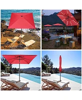 Yescom 9Ft Square Led Light Patio Umbrella Usb Port Solar Power Crank Tilt Garden Parasol Yard Deck Table Balcony Shade