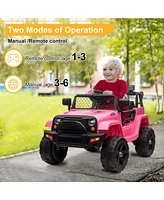 Yescom 12V Kids Ride On Truck Car Jeep with Remote Control, Led,3 Speeds Pink