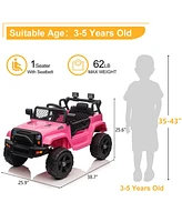 Yescom 12V Kids Ride On Truck Car Jeep with Remote Control, Led,3 Speeds Pink