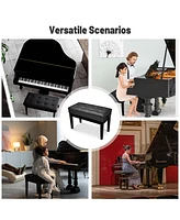 Yescom Adjustable Duet Piano Bench Pu Leather Padded Wooden Keyboard Storage