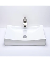 Aquaterior Rectangle Countertop Ceramic Vessel Sink Kit Single Handle Faucet