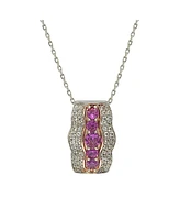 Suzy Levian New York Pink Sapphire & Lab-Grown White Sapphire Curvy Frame 5 Stone Pendant Necklace in Sterling Silver by Suzy Levian