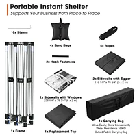 10x20FT Canopy Wedding Party Tent Pop Up Folding Gazebo Outdoor w/ 4 Sidewalls & Bag Black