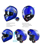 Ahr Run-m Full Face Flip up Modular Motorcycle Helmet Dot Approve Dual Visor Motocross Matt Black Xl