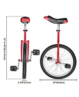 Yescom 20 In Wheel Outdoor Unicycle Leakproof Butyl Tire Circus Bike Balance Training for Adults Teenagers Kids