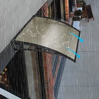 Yescom 40"x40" Door Window Awning Whole One-piece Polycarbonate UV50+ Outdoor Rain Snow Protection Patio Brown Board