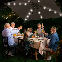 Yescom 10x6.5FT Rectangle Outdoor Solar Led Patio Umbrella with Crank Tilt for Table Market Yard Deck Pool Party Brown