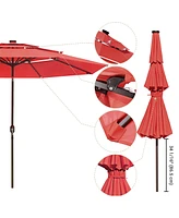 Yescom 11 Ft 3 Tier Patio Umbrella with Solar Powered Led Crank Tilt Button