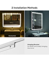 Aquaterior 32"x24" Smart Bathroom Mirror Dimmer Anti Fog Horizontal Vertical