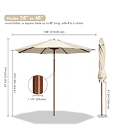 Yescom 9 Ft Wooden Patio Umbrella 8 Ribs Easy Tilt Table Parasol Outdoor Backyard Pool