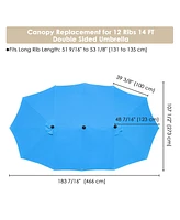 14 Ft Double Sided Umbrella Replacement Canopy Market Table Top Outdoor Garden