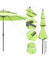 11 Ft 3 Tier Patio Umbrella with Protective Cover Crank Push to Tilt Outdoor