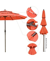 10 Ft 3 Tier Patio Umbrella with Protective Cover Crank Push to Tilt Hotel