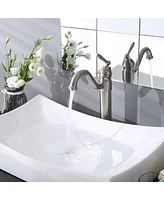 Aquaterior Vessel Sink Faucet Single Handle Brushed Nickel Pop Up Drain Bathroom