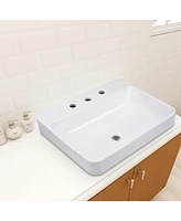 Aquaterior 23" Vessel Sink Drop in Ceramic Basin Pop up Drain Bathroom 2 Pack