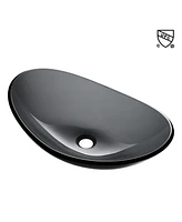 Aquaterior Bathroom Oval Tempered Glass Vessel Sink Counter Top Basin 2 Pack