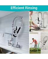 Aquaterior Wall Mount Pre-Rinse Faucet Kitchen Sink 26" Height Sprayer Home