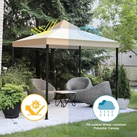 Yescom 8x8Ft 2-Tier Gazebo Top Replacement UV30+ for 2 Tier Outdoor Patio Canopy Cover Party Backyard Garden Sand+Ivory