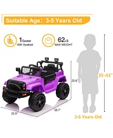 Yescom 12V Kids Ride On Truck Car Jeep with Remote Control, Led,3 Speeds Purple