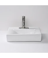 Aquaterior Rectangle Bathroom Ceramic Vessel Sink Kit Single-hole Faucet Drain