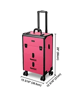 Byootique Rolling Makeup Train Case Cosmetic Storage Organizer Trolley 2 Drawers