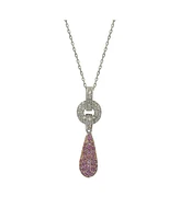 Suzy Levian New York Pink Sapphire & Lab-Grown White Sapphire Puff Tear Drop Pendant Necklace in Sterling Silver by Suzy Levian