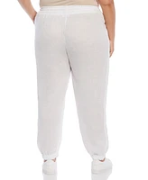 Rafaella Plus 100% Linen Drawstring Jogger Pants