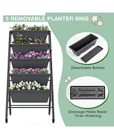 5-Tier Vertical Raised Garden Bed with Wheels and Container Boxes