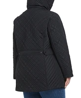 Jones New York Plus Hooded Stand-Collar Quilted Coat