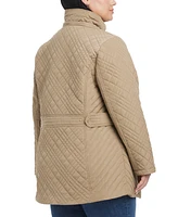 Jones New York Plus Hooded Stand-Collar Quilted Coat