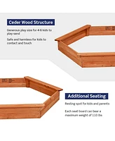Hexagon Wooden Cedar Sand Box with Seat Boards