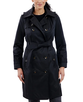London Fog Women's Double-Breasted Hooded Trench Coat, Created for Macy's